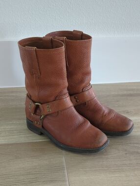 Frye Brown Leather Harness Kids Boots